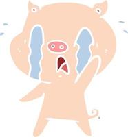 crying pig flat color style cartoon vector