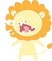 flat color style cartoon roaring lion vector