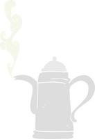 flat color illustration of a cartoon steaming coffee kettle vector