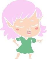 pretty flat color style cartoon elf girl vector