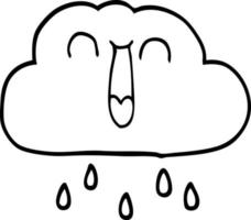 caricatura de dibujo lineal de una nube de lluvia feliz vector