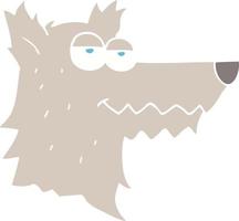 flat color illustration of a cartoon wolf head vector