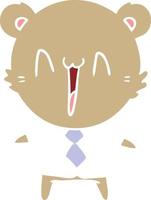 happy bear flat color style cartoon vector