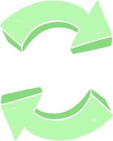 flat color illustration of a cartoon recycling arrows vector