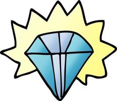 cartoon doodle shining diamond vector