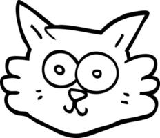 line drawing cartoon cat face vector