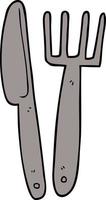 cartoon doodle knife and fork vector