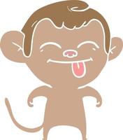 funny flat color style cartoon monkey vector