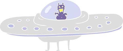 flat color illustration of a cartoon flying saucer vector