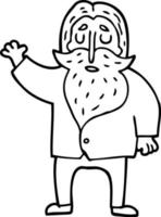 line drawing cartoon old man waving vector