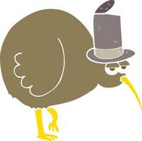 flat color illustration of a cartoon kiwi bird vector