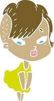 flat color style cartoon surprised girl vector