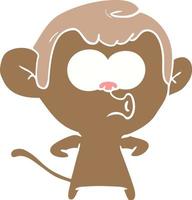 flat color style cartoon hooting monkey vector