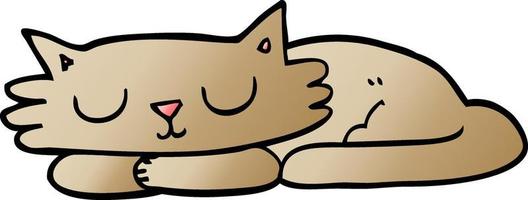 cartoon doodle sleeping cat vector