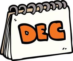 cartoon doodle calendar showing month of december vector