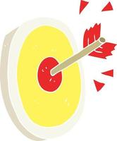 flat color illustration of a cartoon arrow hitting target vector