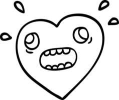 line drawing cartoon heart panicking vector