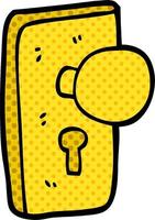 cartoon doodle door handle with keyhole vector