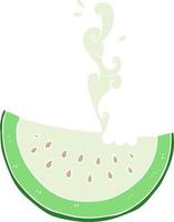 flat color illustration of a cartoon melon slice vector