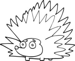 line drawing cartoon spiky hedgehog vector