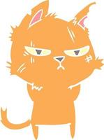 tough flat color style cartoon cat vector