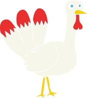 flat color illustration of a cartoon turkey vector