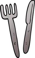 cartoon doodle knife and fork vector