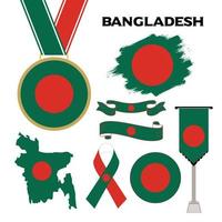 colección de elementos con la plantilla de diseño de la bandera de bangladesh vector