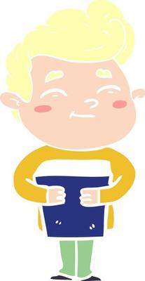 happy flat color style cartoon man
