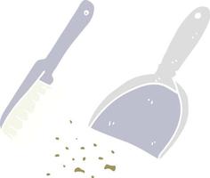 flat color illustration of a cartoon dustpan and brush vector