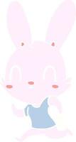 cute flat color style cartoon rabbit running vector