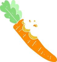 flat color illustration of a cartoon bitten carrot vector