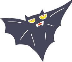 flat color illustration of a cartoon halloween bat vector