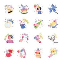 Collection of Happy Birthday Flat Stickers vector