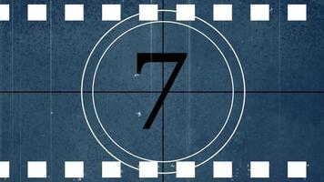 10 seconden aftellen, oud film film leider countdown gebruik voor film haspel, tien naar nul oud film countdown voor film haspel, universeel film leider aftellen. video