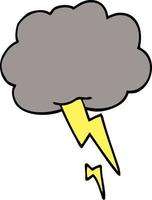 cartoon doodle storm cloud with lightning vector