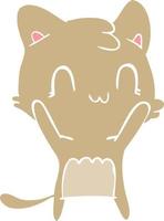 flat color style cartoon happy cat vector