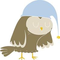 flat color style cartoon owl sleeping vector