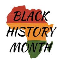 Black History Month banner design with continent of Africa artistic hand drawn grunge textured map vector illustration on a white background. Paint brush stained template African American History