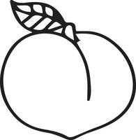 un diseño simple de fruta de melocotón, hecho en un patrón blanco y negro vector