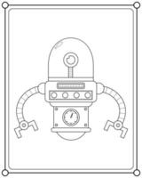 Cute robot suitable for children's coloring page vector illustration