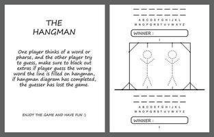 Hangman game page vector, kids activity notebook page. vector