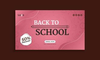 Back to school web banner background template vector