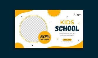 Kid school admission web banner template vector