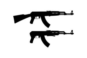 Silhouette of the AK 47 Gun for Pictogram or Graphic Design Element. Vector Illustration