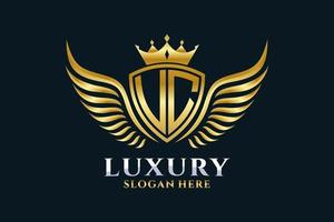 Luxury royal wing Letter UC crest Gold color Logo vector, Victory logo, crest logo, wing logo, vector logo template.