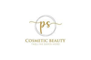 initial PS Feminine logo beauty monogram and elegant logo design, handwriting logo of initial signature, wedding, fashion, floral and botanical with creative template. vector