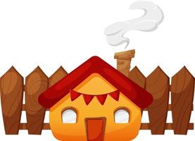 Cute house with fence, chimney, and smoke isolated vector