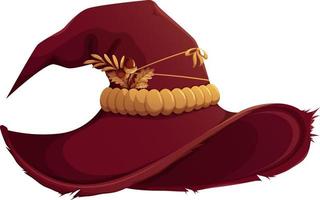 Battered Wizard's hat with leaves 2 vector