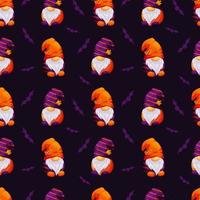 Seamless pattern with Scandinavian gnomes and bats for Halloween vector